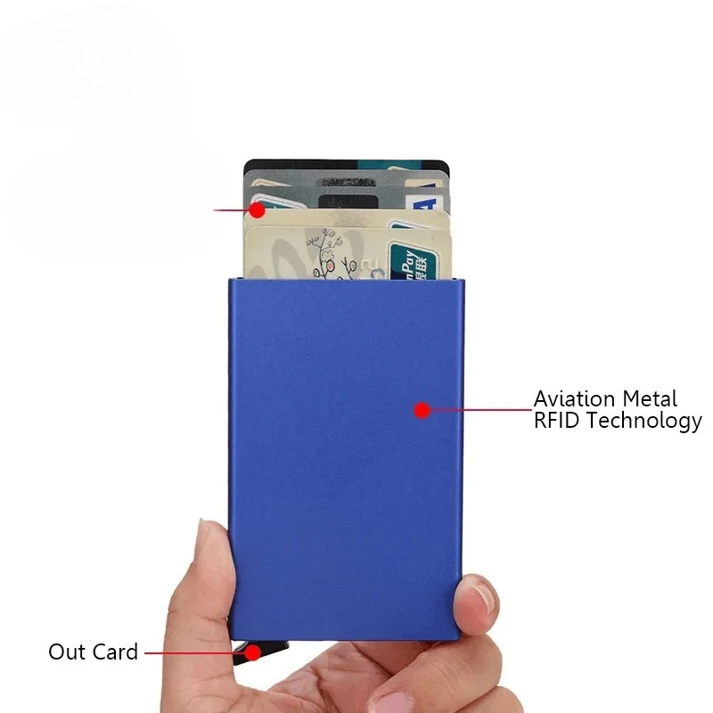 Rfid Smart Wallet Card Holder Metal Thin Slim Men Women Wallets Pop Up Minimalist Wallet Small Black Purse Vallet Walets for Men