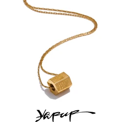 Yhpup 316L Stainless Steel Lucky Wealthy Auspicious China Pendent Necklace 18K Gold Color Water Resistant Jewelry Accessories