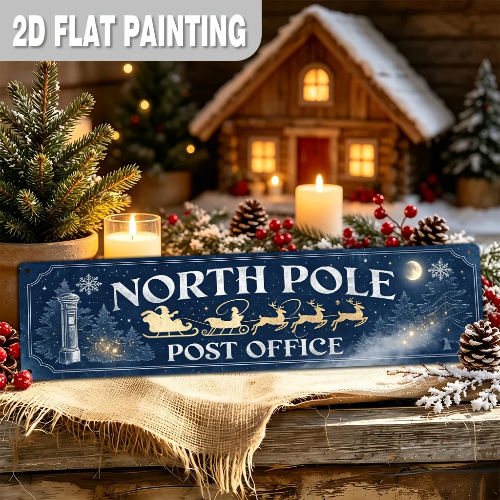 CIFBUY 2D Flat Arctic Post Office Metal Sign Aluminum Wall Art Waterproof Rustproof Durable 1 Pack Rustic Wall Decor for Living