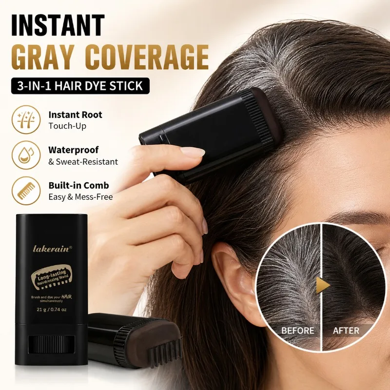 Rotatable Hair Touch-up Stick with Built-in Comb Disposable Tool To Cover Gray Hair Effortlessly Features Easy Color Application