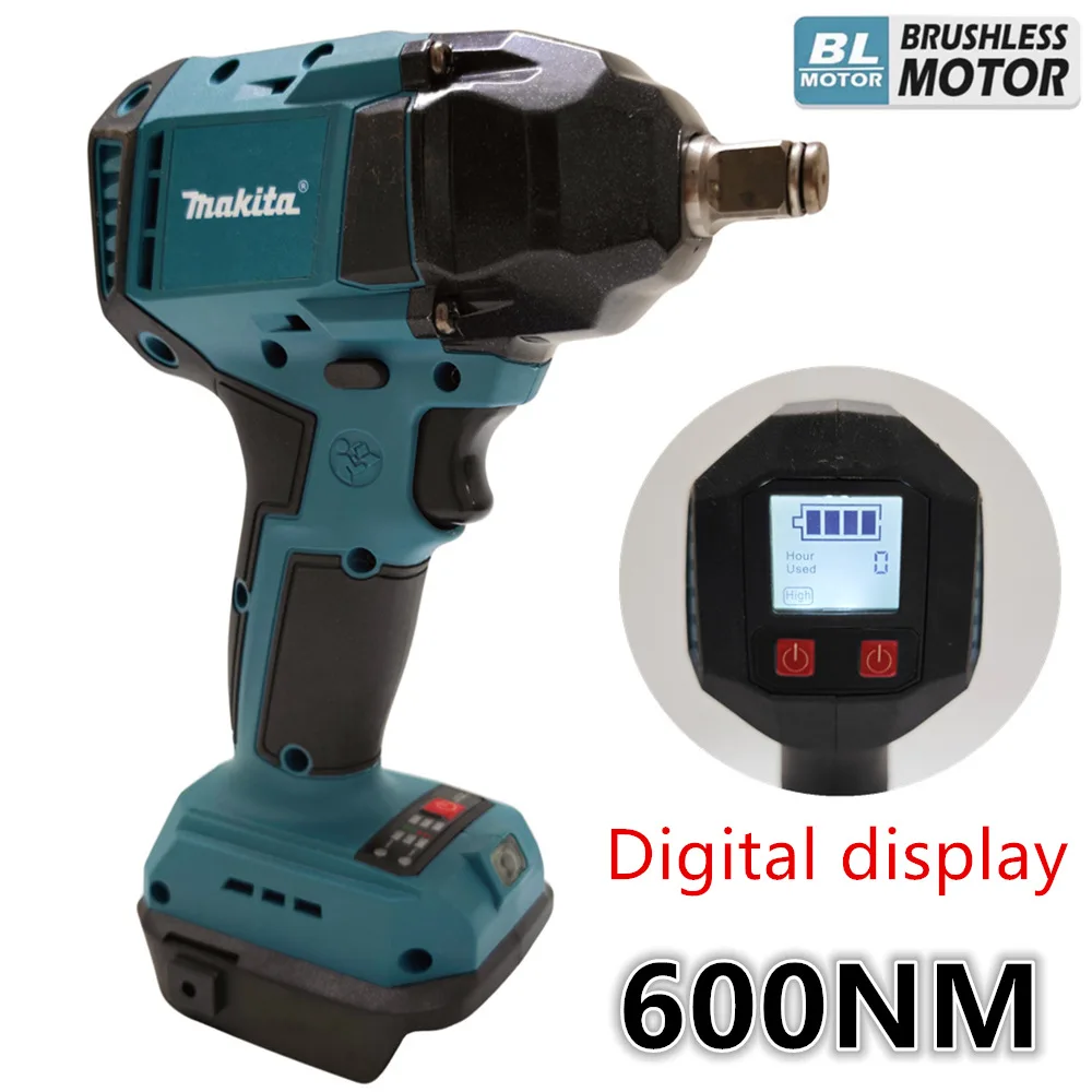 

For Makita 18V Battery Brushless Electric Wrench Cordless Impact Wrench 1/2 Inch Digital Display Repair Power Tools