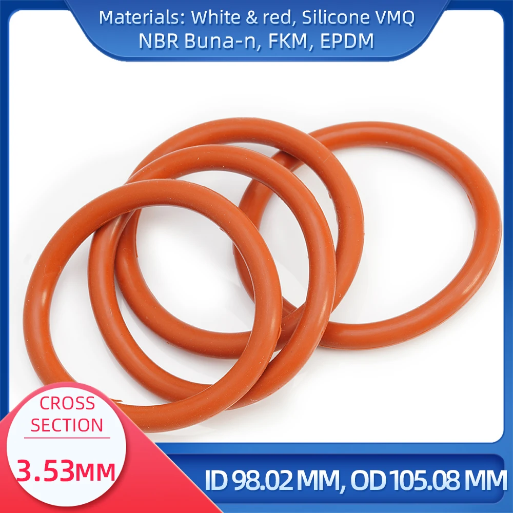 

O Ring CS 3.53 mm ID 98.02 mm OD 105.08 mm Material With Silicone VMQ NBR FKM EPDM ORing Seal Gask