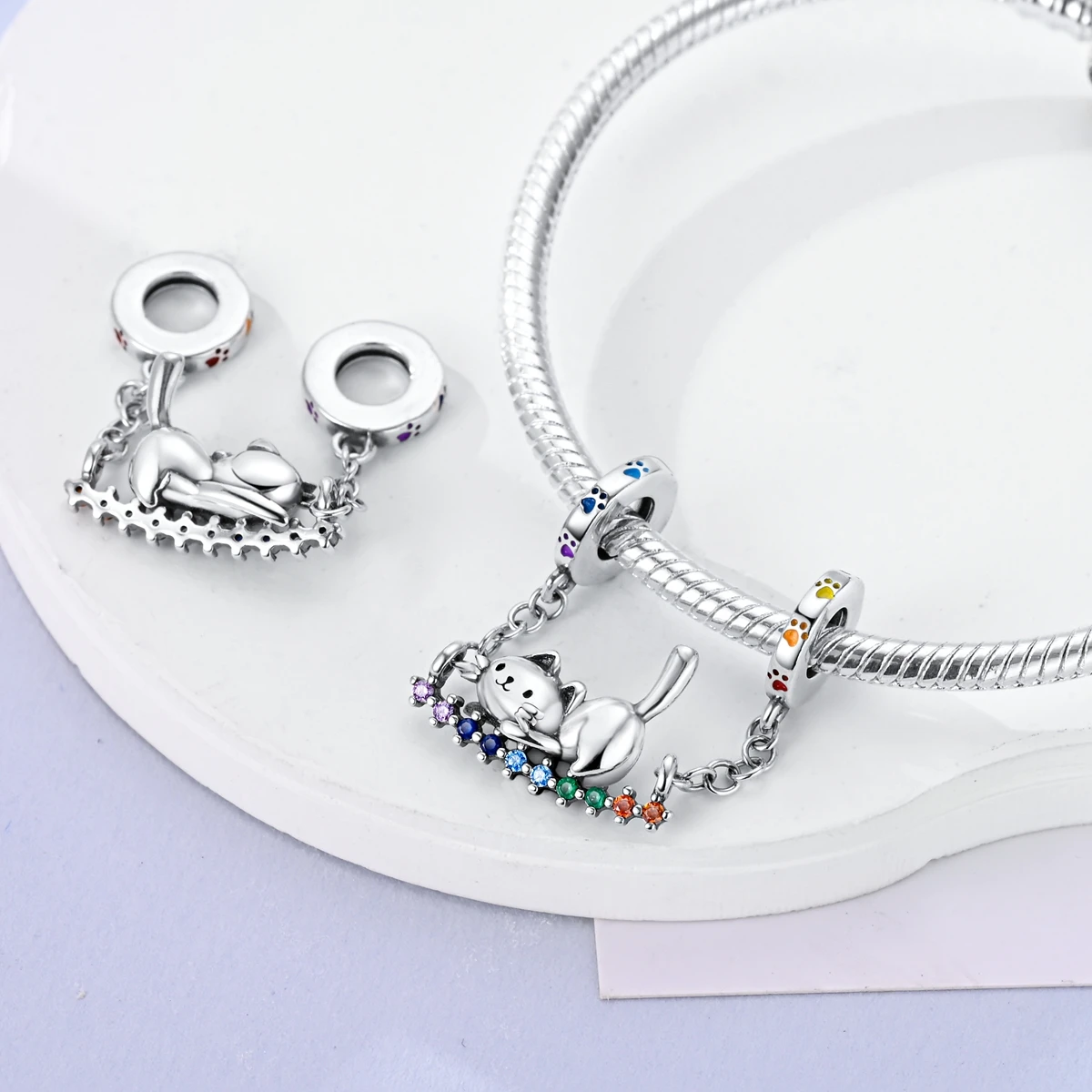LAZA 1PC Silver Plated Cat Sister Luminous Star Charms Fit Bracelet DIY For Woman Fashion Jewelry image 2