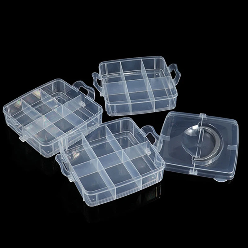 1PC 3-layer 18 Grid Transparent Storage Box Detachable Plastic Box Toolbox Toy And Accessory Storage Box