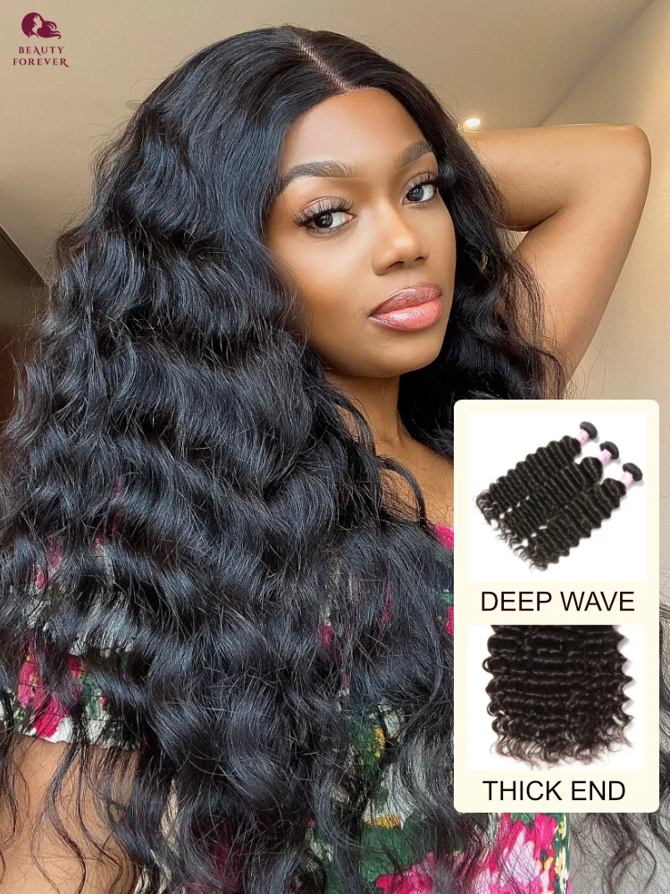 Beautyforever 12A Double Drawn Virgin Deep Wave Bundles Human Hair 100% Raw Brazilian Hair Bundles Human Hair 100g/pc