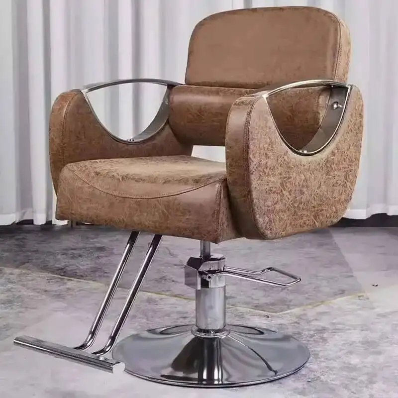 現代理髪店サロンチェア革高級リクライニング回転サロンチェア油圧脚新羅デバベロ商業家具