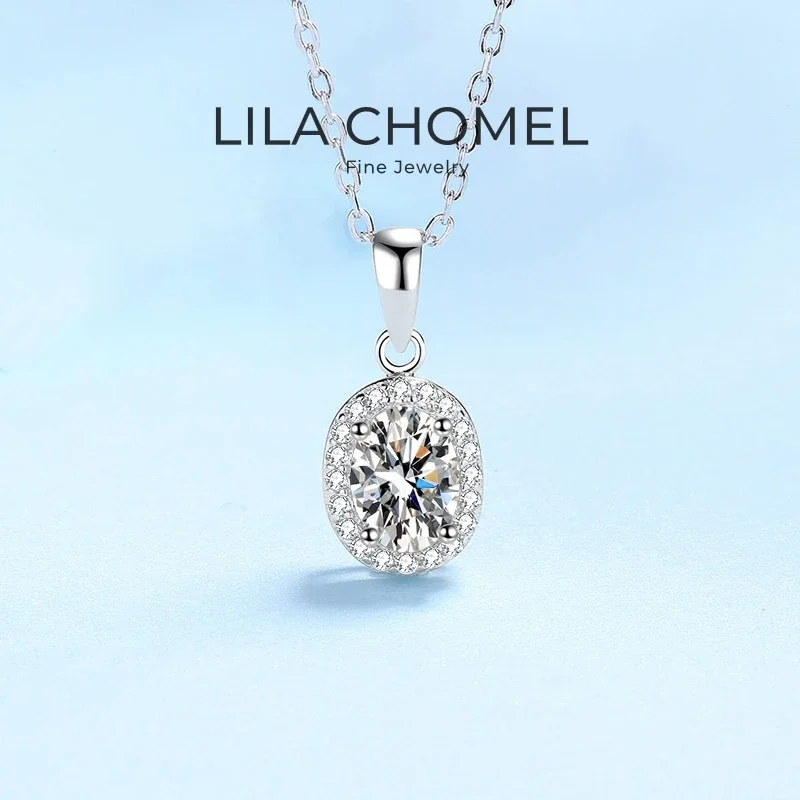 

Daughter Birthday Gift PT950 Platinum Oval Fine Jewelry Necklaces Women Engagement Moissanite Diamond 1CT Girl Wedding Party