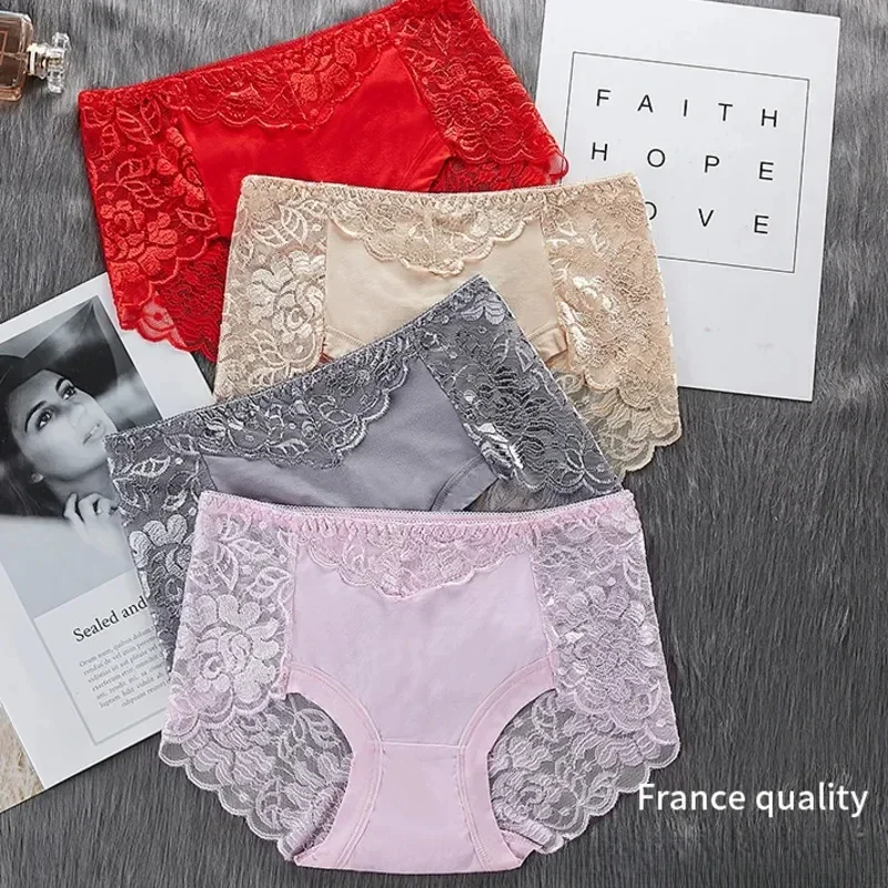 Women's Cotton Underwear Panties Sexy Lace Mid-Waist Hollow Female Briefs Hip Lift Underpants for Lady Lingerie Нижнее Белье image 5