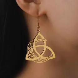 My Shape Crescent Moon Celtics Knot Drop Earrings for Women Stainless Steel  Irish Knot Witch Knot Dangle Earrings Jewelry Gifts