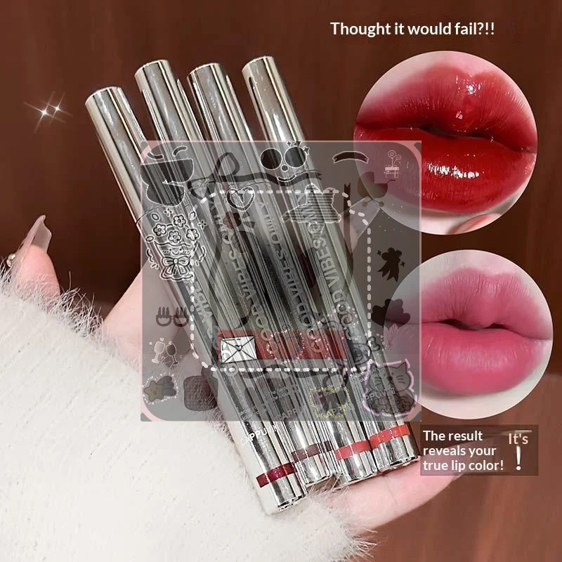 HERORANGE Labial en Gel con Efecto Espejo, Brillo Labial Marrón Chocolate, Labiales Humectantes Efecto Ahumado, Tinte de Labios Antiadherente