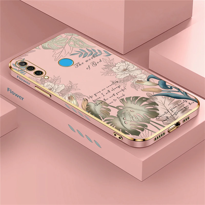 Fashion Plating Shockproof Case For Huawei P30 Lite P20 P40 Pro Mate 20X 30 40 Silicone Soft Flower Phone Cover Funda