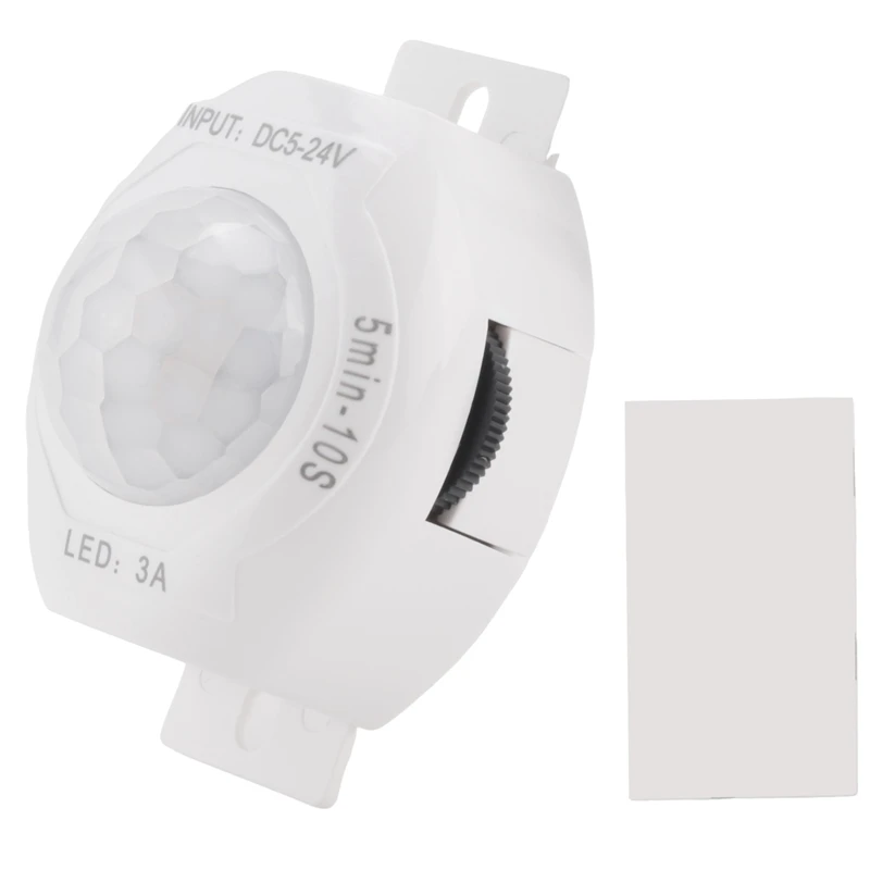 

PIR Infrared Motion Sensor Detector DC5-24V Auto On Off Timer Switch Home LED Light Body PIR Motion Sensor Lamp(White)