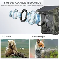 Suntekcam HC-601A Solar Powered Hunting Camera 4K 50MP Trail Camera 20m Night Vision IP65 Waterproof Wildlife Scouting Camera 5