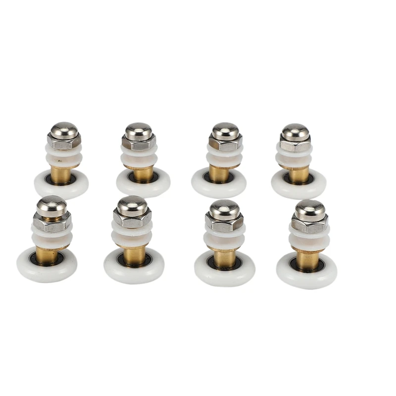샤워 유리 슬라이딩 문짝 행잉 휠 롤러, 욕실 슬라이딩 캐비닛 편심 풀리, 직경 25mm, 8 개