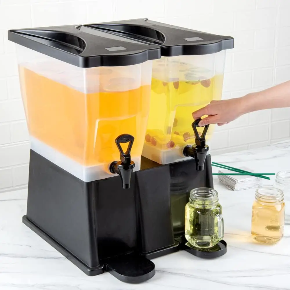 Dispensador de bebidas com decalques, tanques destacáveis, Dishwashable Double Beverage Dispenser, Cafés com decalques, 6 Gallon Drink Dispenser