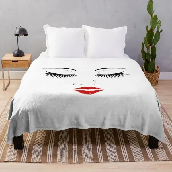 Eyelash Blanket Black Girl Lashes,Sublimation Blanket Esthetician Gifts Throw for Lash Bed Sofa Couch Decor,Queen King Twin Size