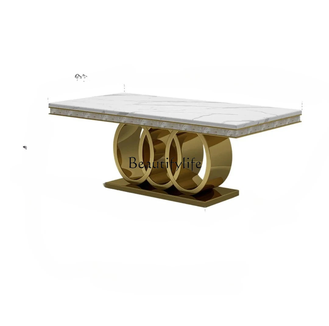 

Modern Mild luxury marble dining tables and rectangular simple small apartment6People10Dining table in Renren restaurant