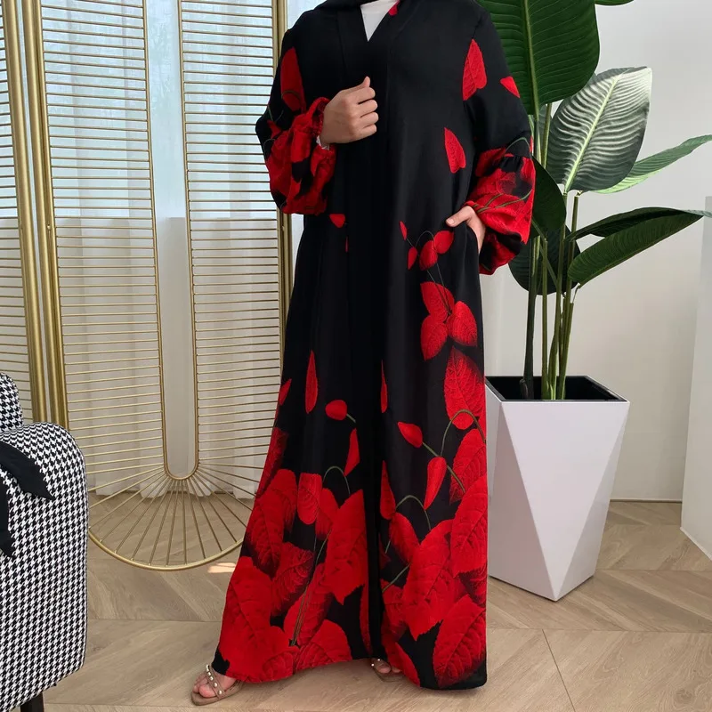 

Atest Muslim Middle East Abaya Islamic Turkey Style Dubai Size Moroccan Bangladesh Cardigan African Print Dresses for Women