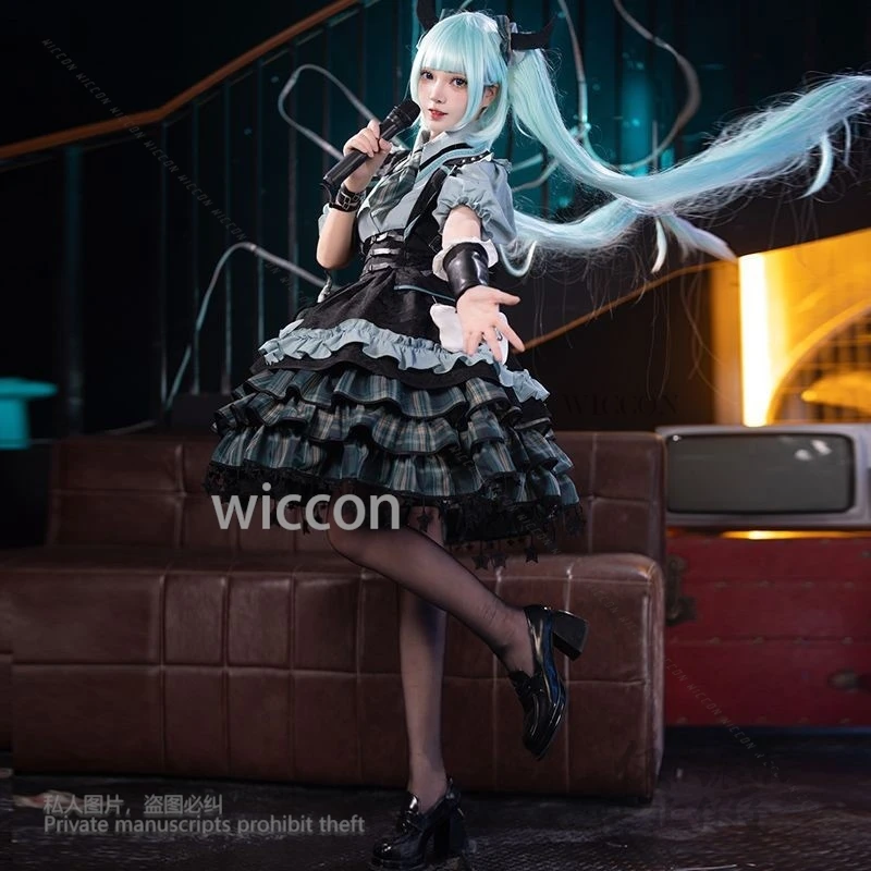 

Mikuuu Cosplay Dress Shoulder Strap Poncho Jirai Kei Y2K Dress Women Lolita Kawaii Halloween Lolita Diffuse Show Play Full Set