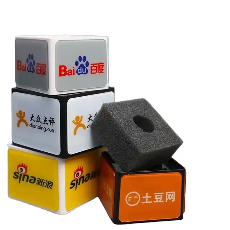 AOSHEN Microphone Flag Station ABS Acrylic PVC Square Cube for Triangle DIY Logo Stickers Interview Mic Cover кубик на микрофон - Image 4