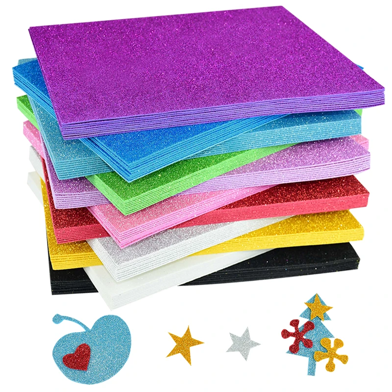 5 Sheets 30x20cm Glitter Sponge Paper 2mm Thick Foam Paper Kindergarten Handmade Scrapbooking Craft DIY Handcraft Accessories