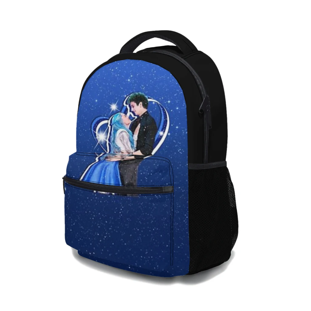 Mochila Super Glitter de Grande Capacidade, Bagpack de Livros Trendy, Zumbis 3 - Zed e Addison que Ama Milo e Homens de 17"