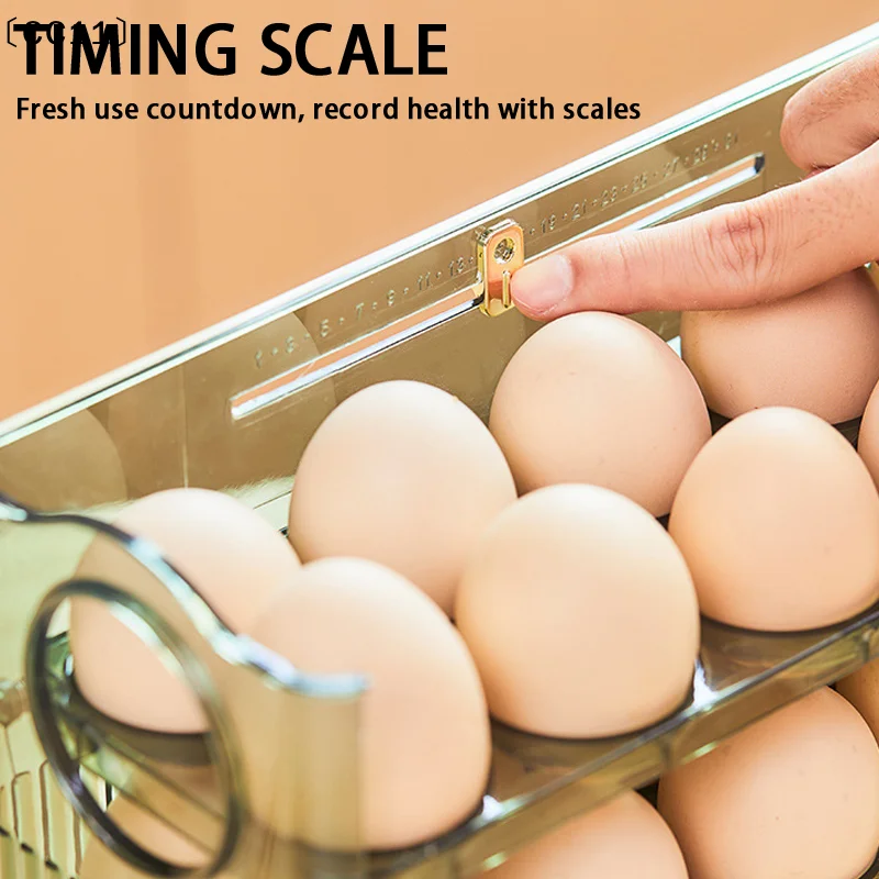 Kitchen Large Capacity Egg Fridge Storage Box - Portable Multi-Layer Egg Tray Organizer, Auto Opening/Closing Egg Holder〔CC11〕