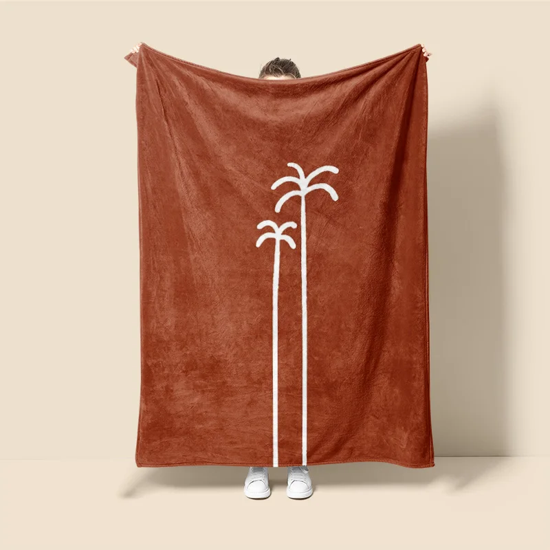 Morandi Color Blanket Abstract Botanical Graffiti Design Scandinavian Minimalist Sofa Blanket Cafe Home Dual Purpose