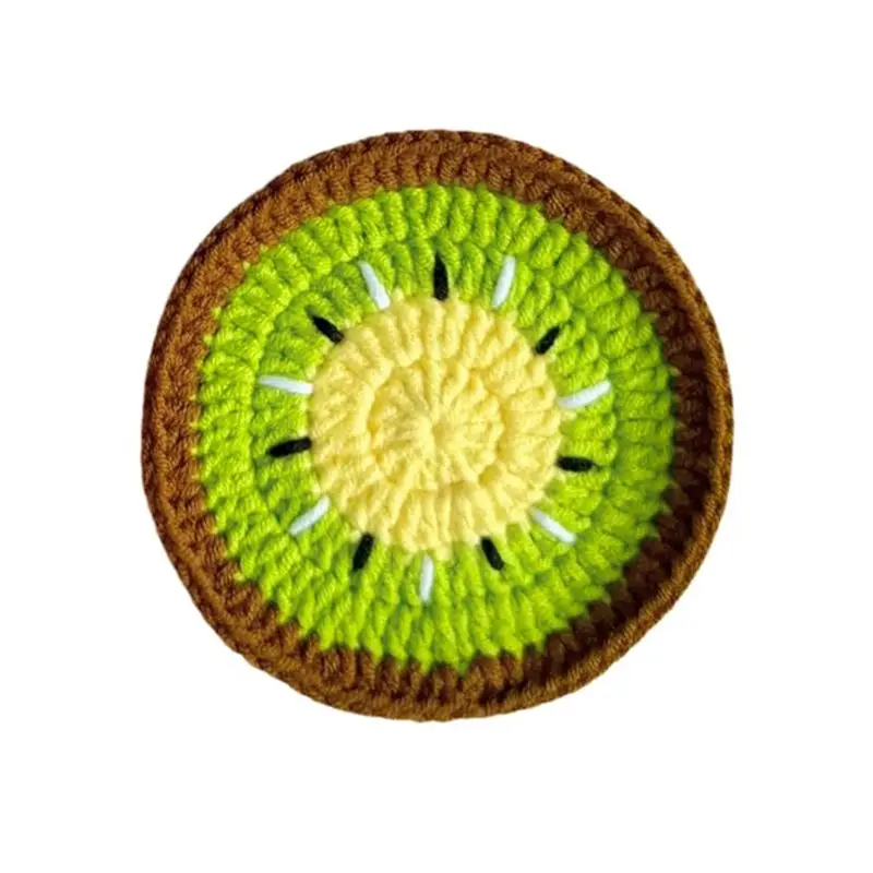 Set Of 4 Cute Crochet Fruit Coaster For Women Funny Coffee Table Decor And Housewarming-AA26