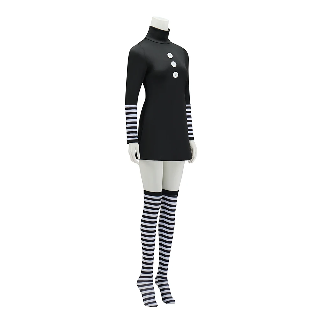 Movie FNAF Cosplay Marionette Costume Woman's Black Dress with Stocks Halloween Carnival Puppet Outfit