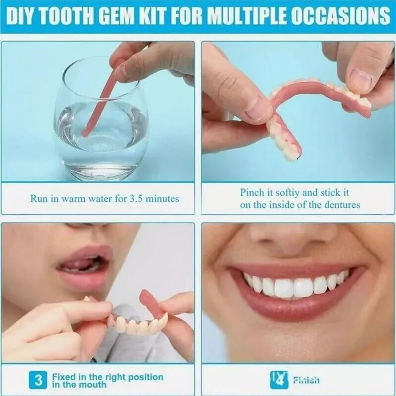 1 Ensemble de Dents en Résine, Prothèse Dentaire Complète, Modèle de Dents Artificielles Préformées en Acrylique pour la Bouche Supérieure et Inférieure, Dents Dédiées ﻿ Outil dentaire