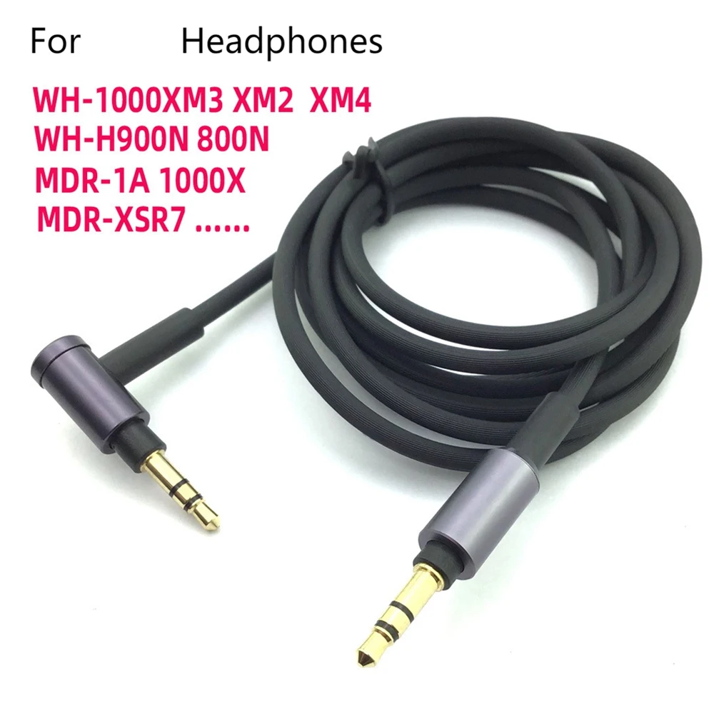 Para Sony WH-1000 XM2 XM3 XM4 H900N H800 Cable de audio para auriculares de 3,5 mm, 1,5 m/4,9 pies de largo (negro sin micrófono)