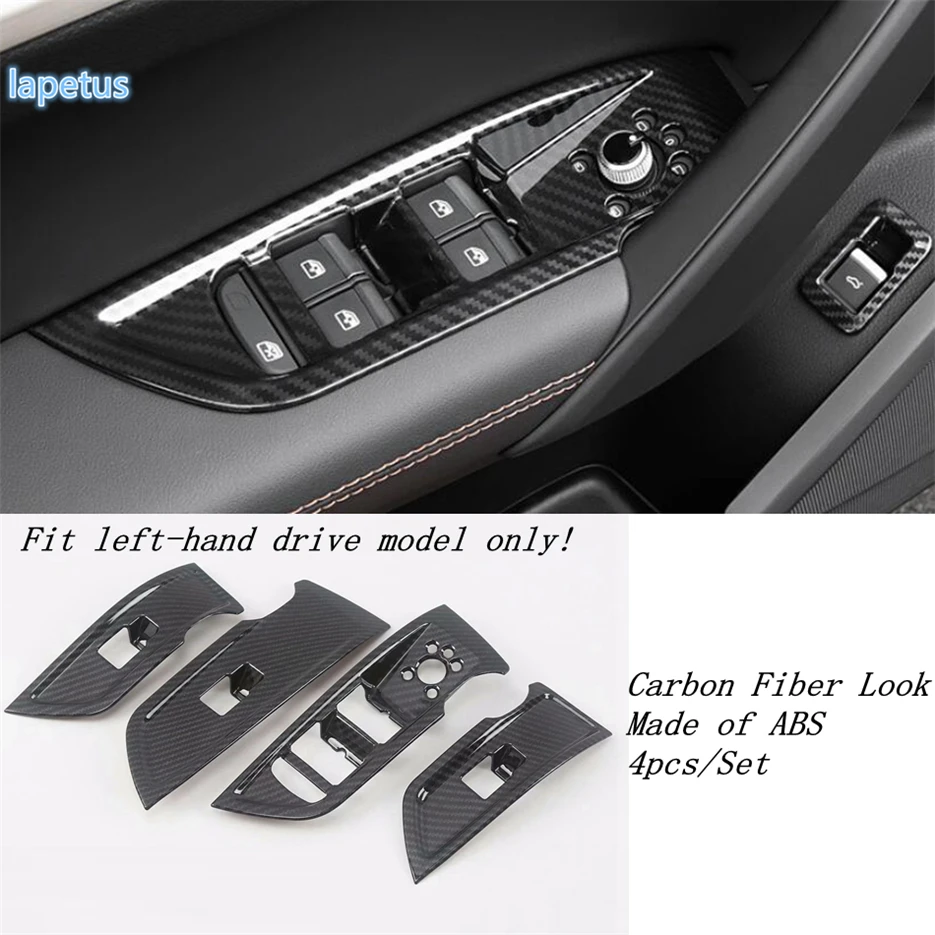 Car Accessories Window Lift Button / Air Outlet / Dashbaord / Gear Shift Panel Cover Trim For Audi Q5 2017 - 2020 Carbon Fiber