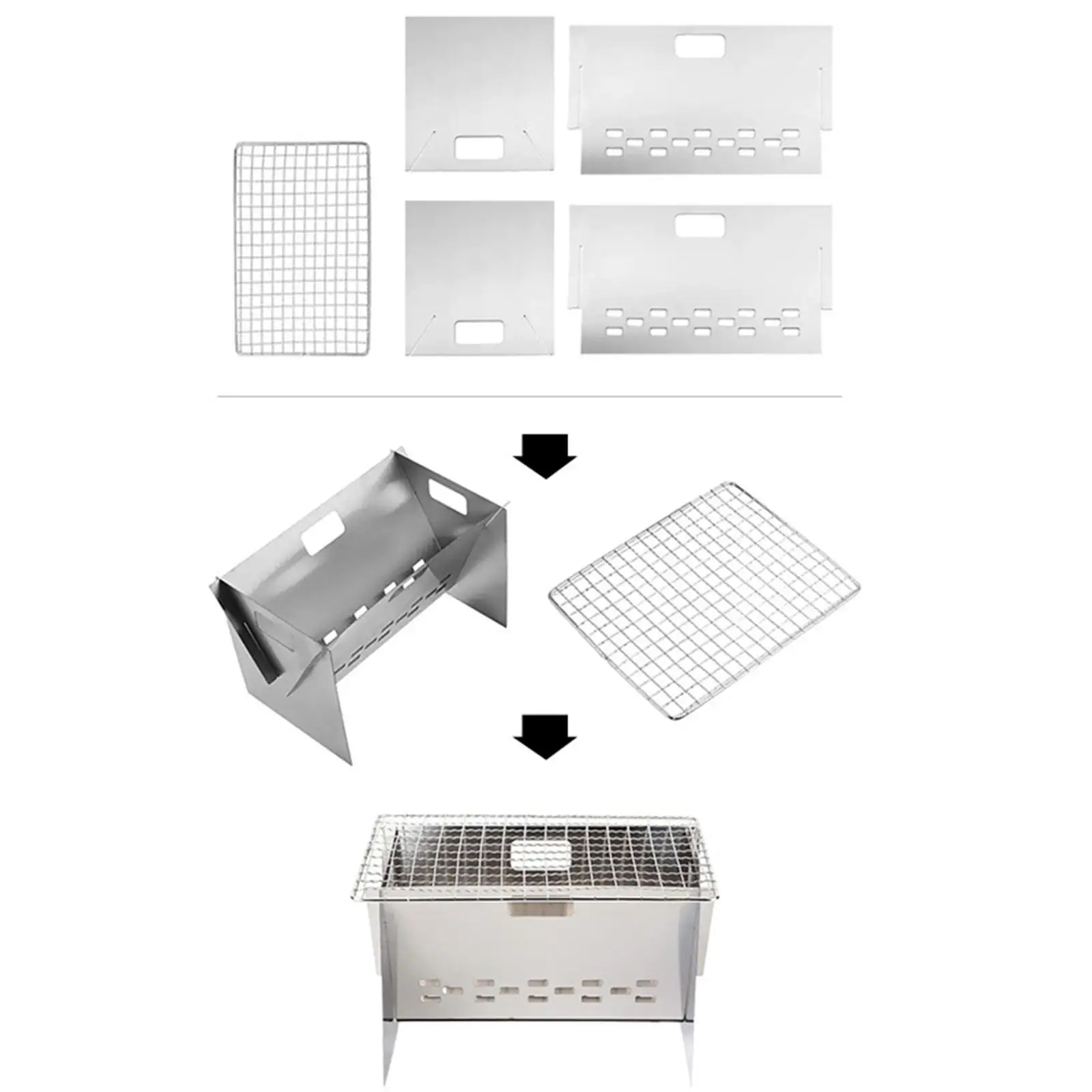 Lightweight Folding BBQ Grill Stainless Steel Portable Charcoal Grill Easy Assembly for Garden Cooking Events