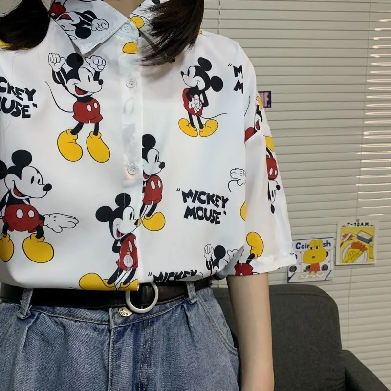 Disney Mickey Mouse Summer T-shirt Anime Cute Short Sleeve Shirt Loose Casual Cartoon Tees Korean Fashion Tops Clothes Y2k