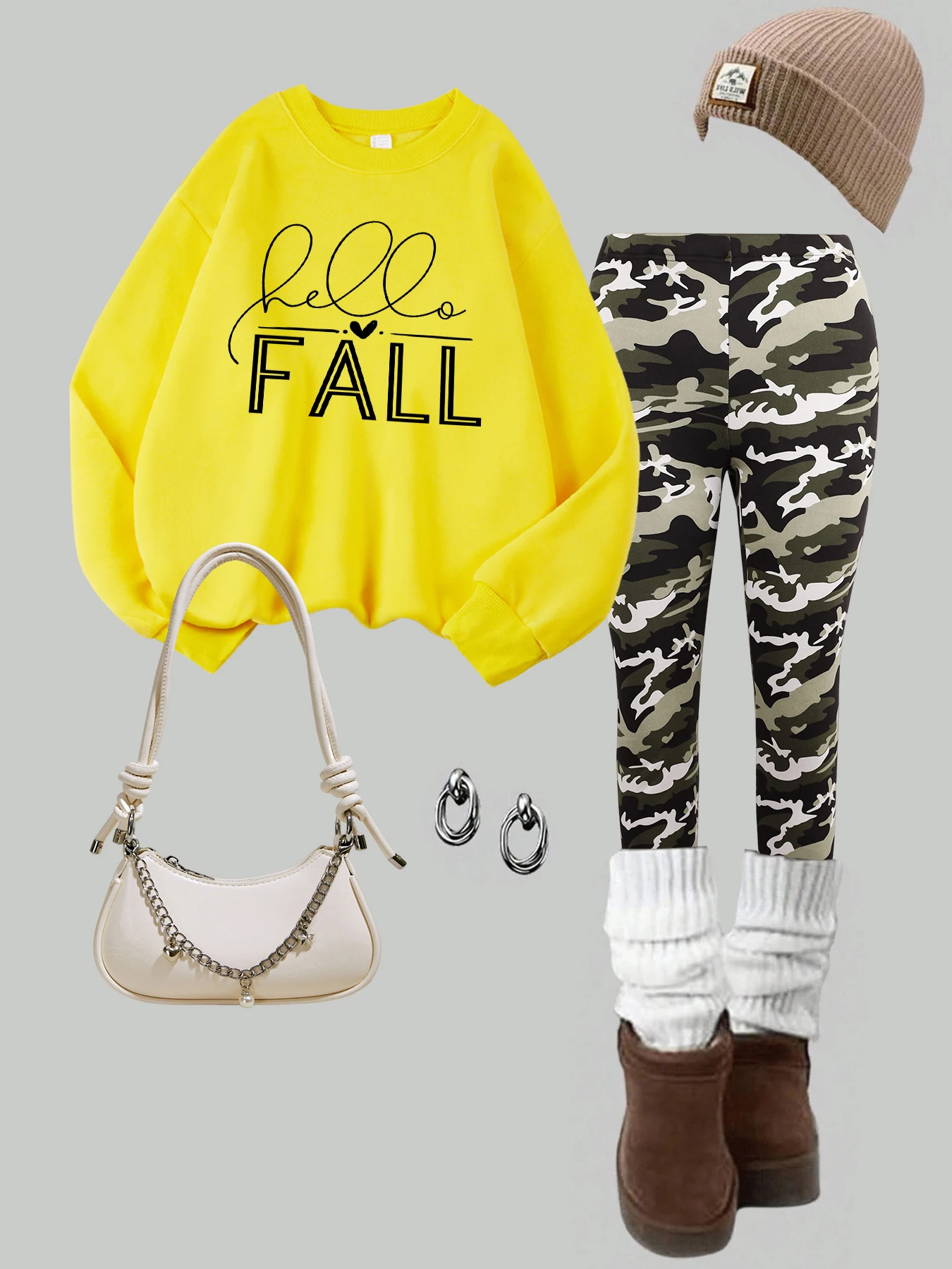 Setelan Sweatshirt Wanita Motif Seni Cinta Musim Gugur, Desain Hip Hop, Kerah Bulat, Pakaian Olahraga Fleece Y2K, Setelan Celana Legging Tebal Gaya Jalanan