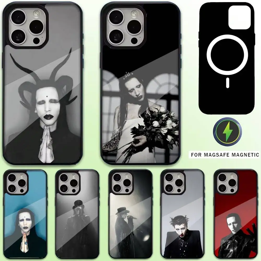 

M-Marilyn M-Manson Phone Case For iPhone17,16,15,14,13,12,11 Plus,Pro Max Magnetic For Magsafe Wireless Charging