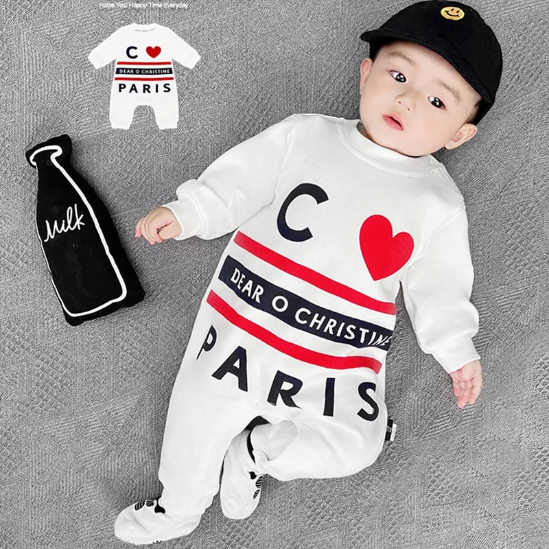 2024 Autumn Baby Bodysuit Casual Long Sleeve Baby Overalls Newborn Clothes Printing Letter Rompers Kids Jumpsuits Body Suit