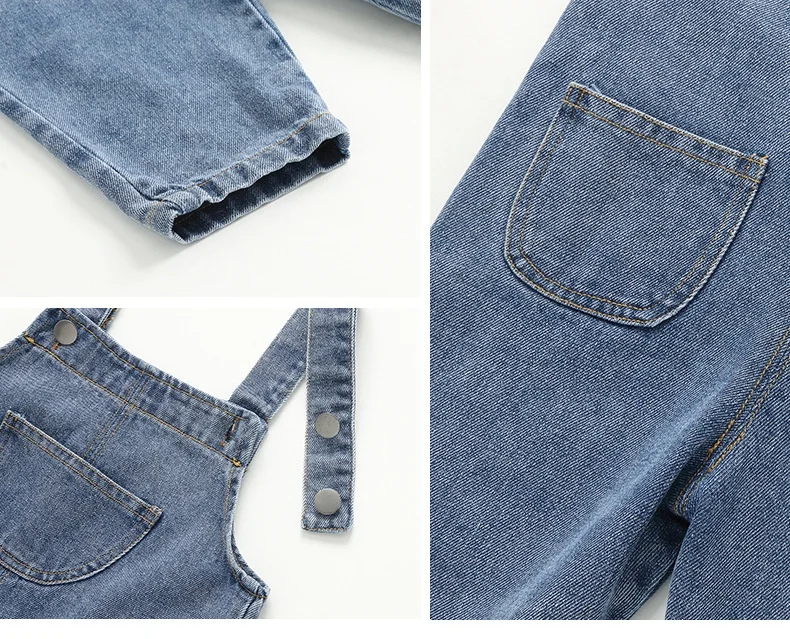 Frühling Herbst Denim Kinder-Latzhosen 0-5 Jahre Einfarbige Cowboy-Hosen für Jungen und Mädchen Kleidung mit Trägern Kinder-Latzhosen – Detail 10