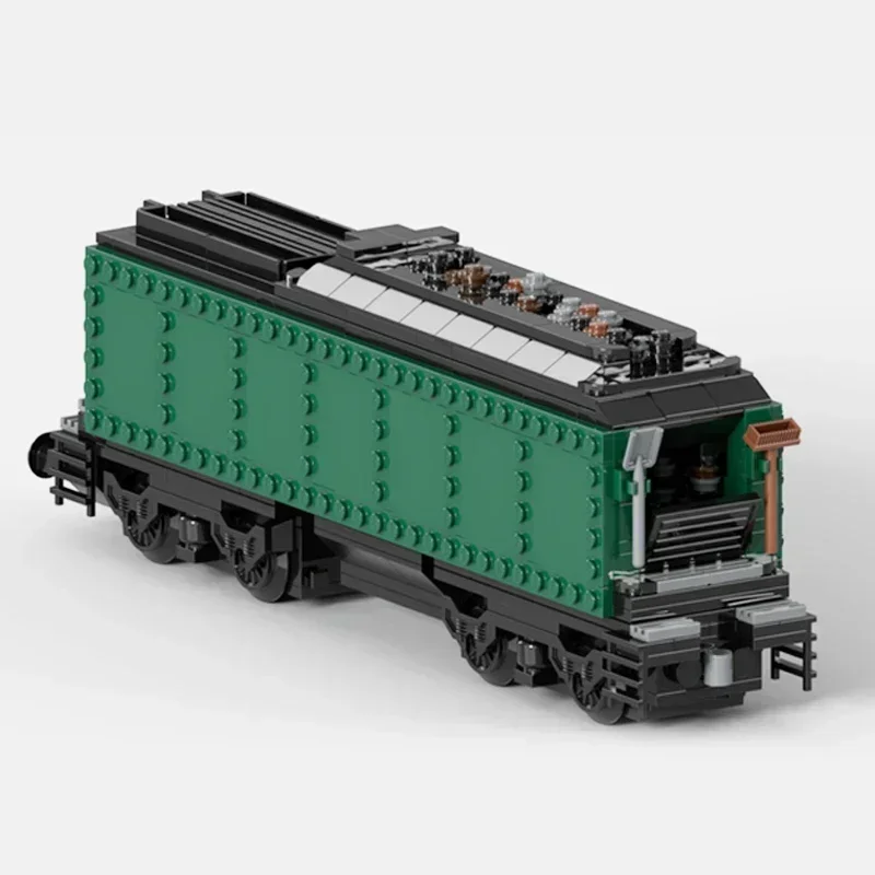 MOC-Locomotiva a Vapor e Tecnologia de Carvão Tender Building Blocks, Modelo de Trem Urbano, Montagem de Tijolos, Brinquedos de Natal