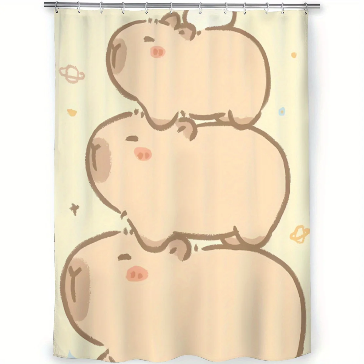 Capybara Shower Curtain Holiday Themed Bathroom Decor Cute Animal Print Seasonal Festive Home Decoration
