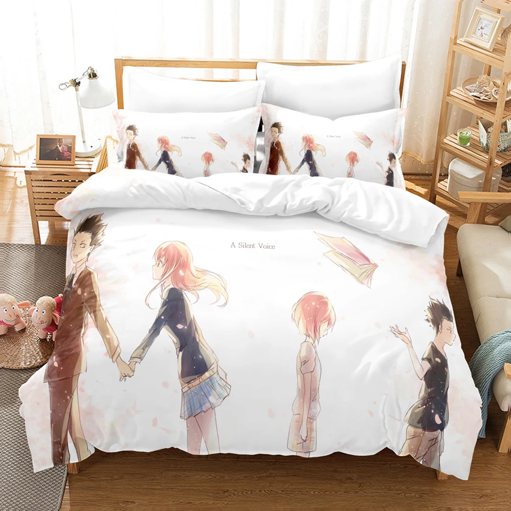 

A Silent Voice Bedding Set Single Twin Full Queen King Size Bed Set Adult Kid Bedroom Duvet cover Sets 3D Anime Bed Sheet Set