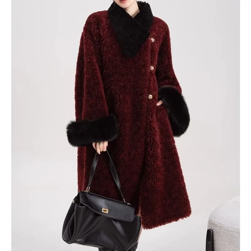 Rich Daughter Ankela Red Coat, High-end Atmosphere, Foreign Style, Warm Design, Comfortable and Thin Coat for Women in Winter
