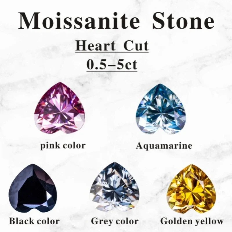 New Moissanite Stone Heart Shape VVS1 Combination Chain Charms Beads with  Certificate for Advanced Jewelry Making Materials