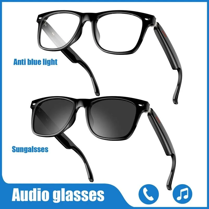 Lunettes de soleil bluetooth transparentes, appel mains libres sans fil BT, lunettes intelligentes compatibles sans fil avec commande vocale, E13