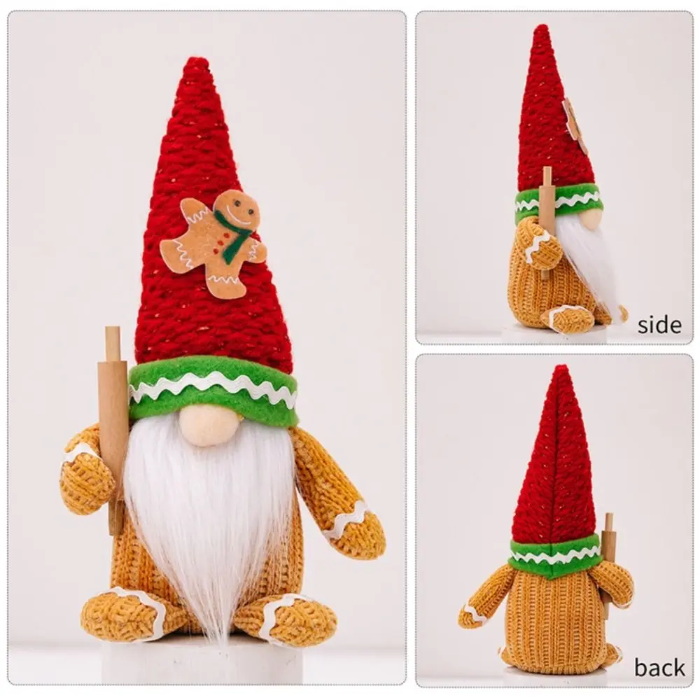 Long Hair/Long Beard Christmas Elf Dwarfs Dolls Rolling Pin Candy Gingerbread Dwarf Dolls Christmas Celebration Soft