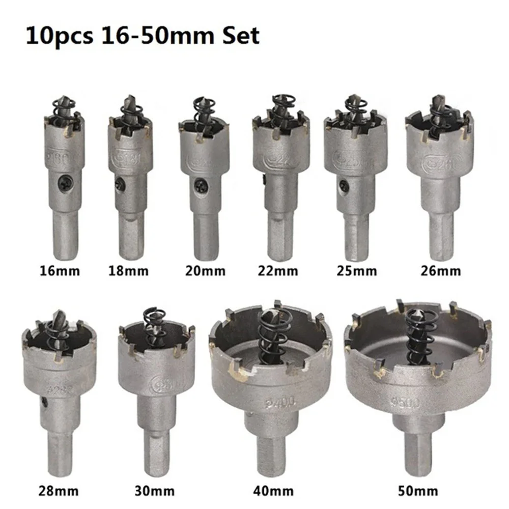 

TCT Drill Bit 16-53mm 16mm 18mm 20mm 22mm 25mm 26mm 28mm 30mm 40mm 50mm Hole Saw Set Carbide Tipped Wood Metal Core Cutter