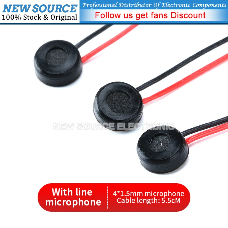 

20Pcs/lot 4*1.5MM 4x1.5 with cable wire Microphone -58-3B -55DB wire lenght 5.5CM