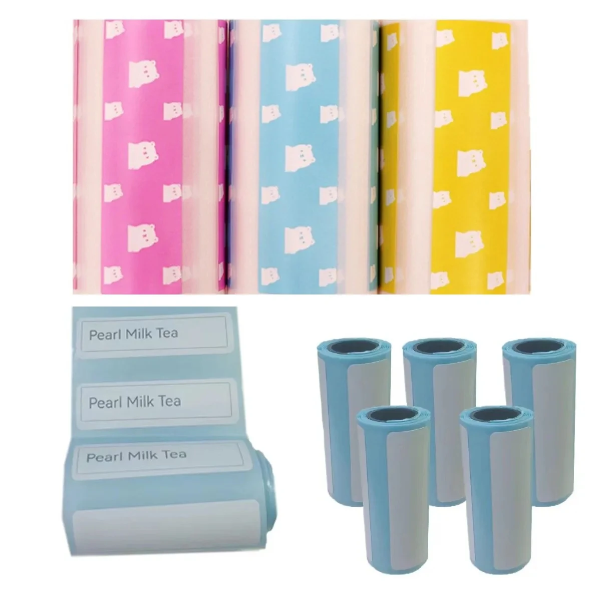 3/5 Rolls Thermal Paper White Colorful Adhesive Sticker Label Paper Print For Pocket Thermal Printer and Kids Instant Camera