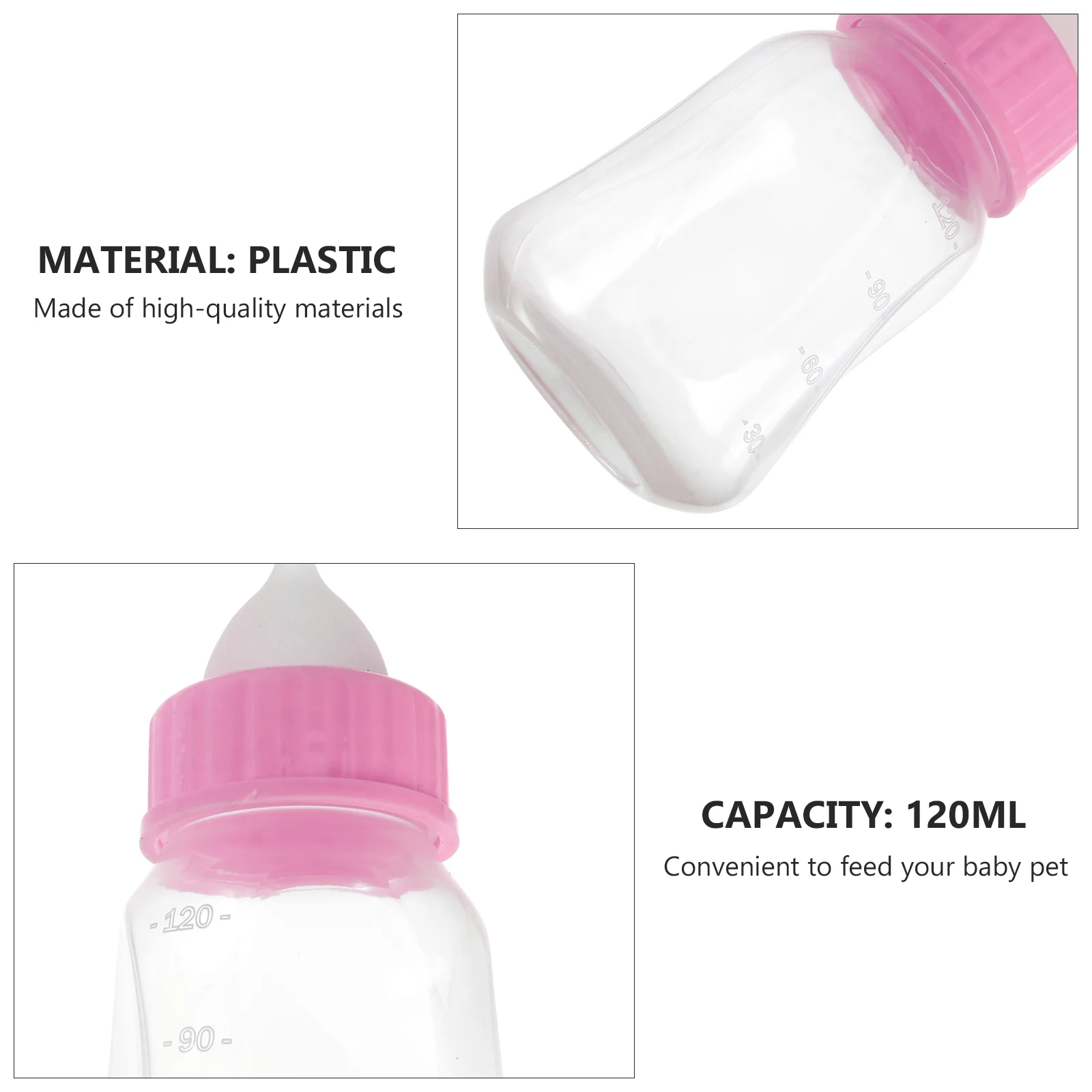 애완 동물 수유 장치, 120 ml 우유 병, 고양이 수유 키트, 강아지 수유, 신생아 물 핑크